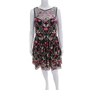 Shoshanna Women Fit & Flare Multicolor Floral Short Sleeveless Dress Size 8
